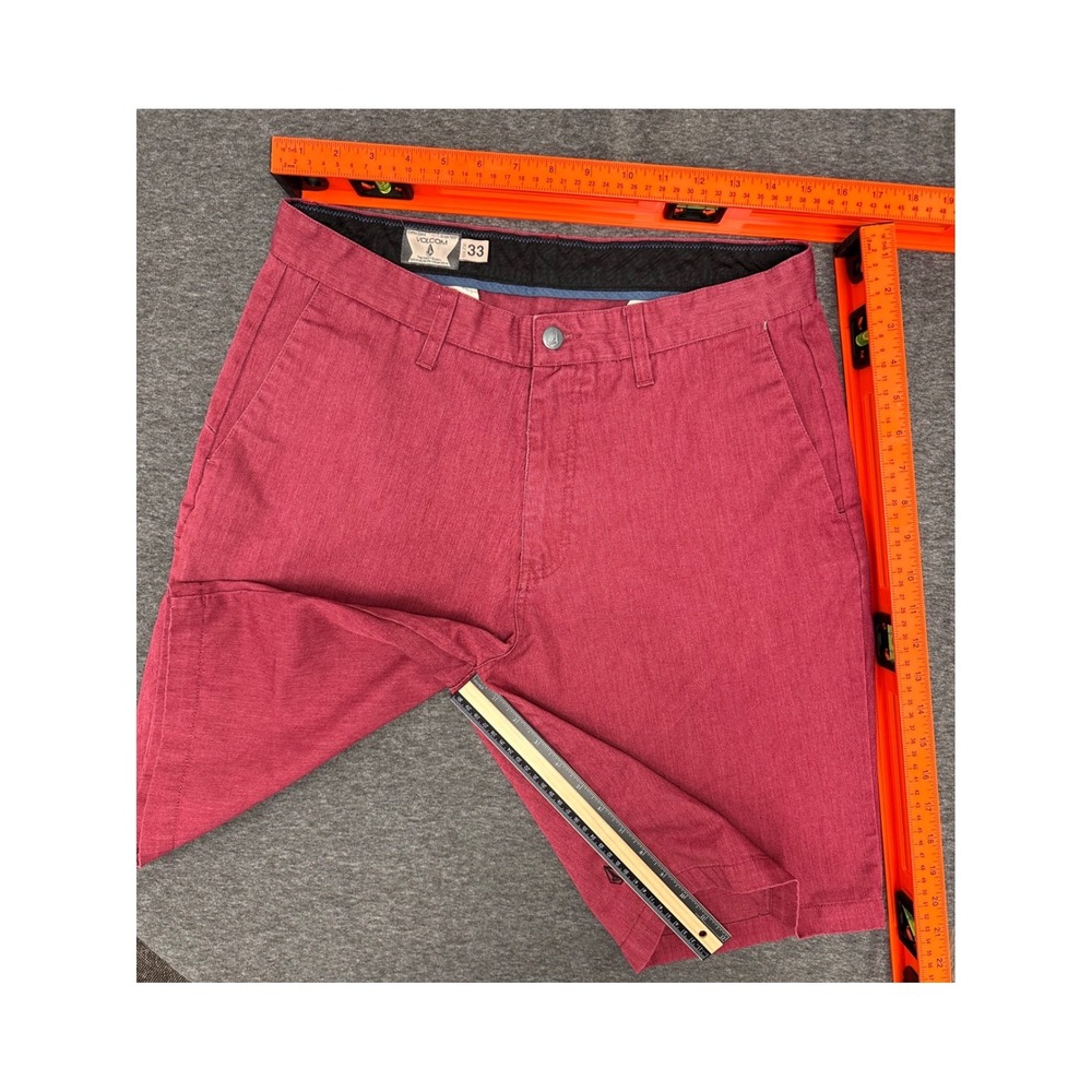 Volcom Surf Stripe Vibrant Chino Cotton Shorts Casual Everyday Red Size 33 - Picture 6 of 12